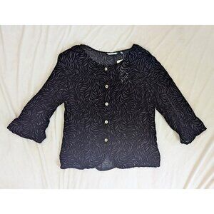 Kleen Women's Blouse Jacket Sheer Silk/Velvet Swirl Medium NEW